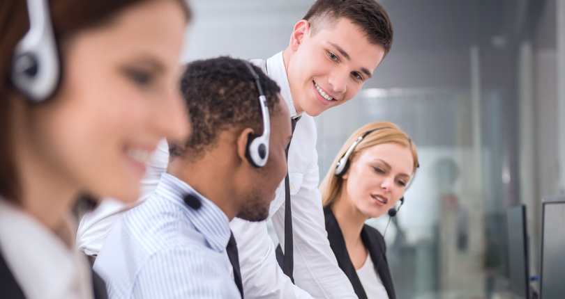 A contact center supervisor provides real-time coaching to agents to ensure they're equipped to deliver a great customer experience