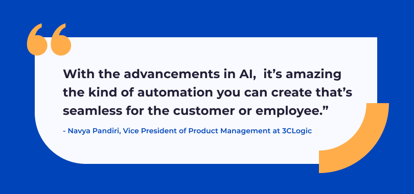 Pull-quote about how to improve IT help desk performance that reads: With the advancements in AI, it's amazing the kind of automation you can create that's seamless for the customer or employee.